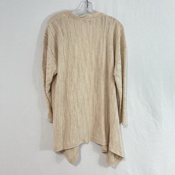 H by Halston Textured Space Dye Open Front Cardigan XL Beige Minimalist Lagenloo - Picture 7 of 10